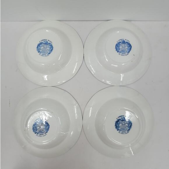 Staffordshire Vintage Liberty Blue 1776 Colonial Transferware 4 Rim Soup Bowls 1 - Picture 10 of 11